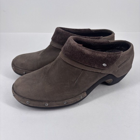 Merrell Luxe Wrap Suede Clogs Mules Women's US 8 Chocolate Brown Slip-On Shoes - Picture 1 of 16